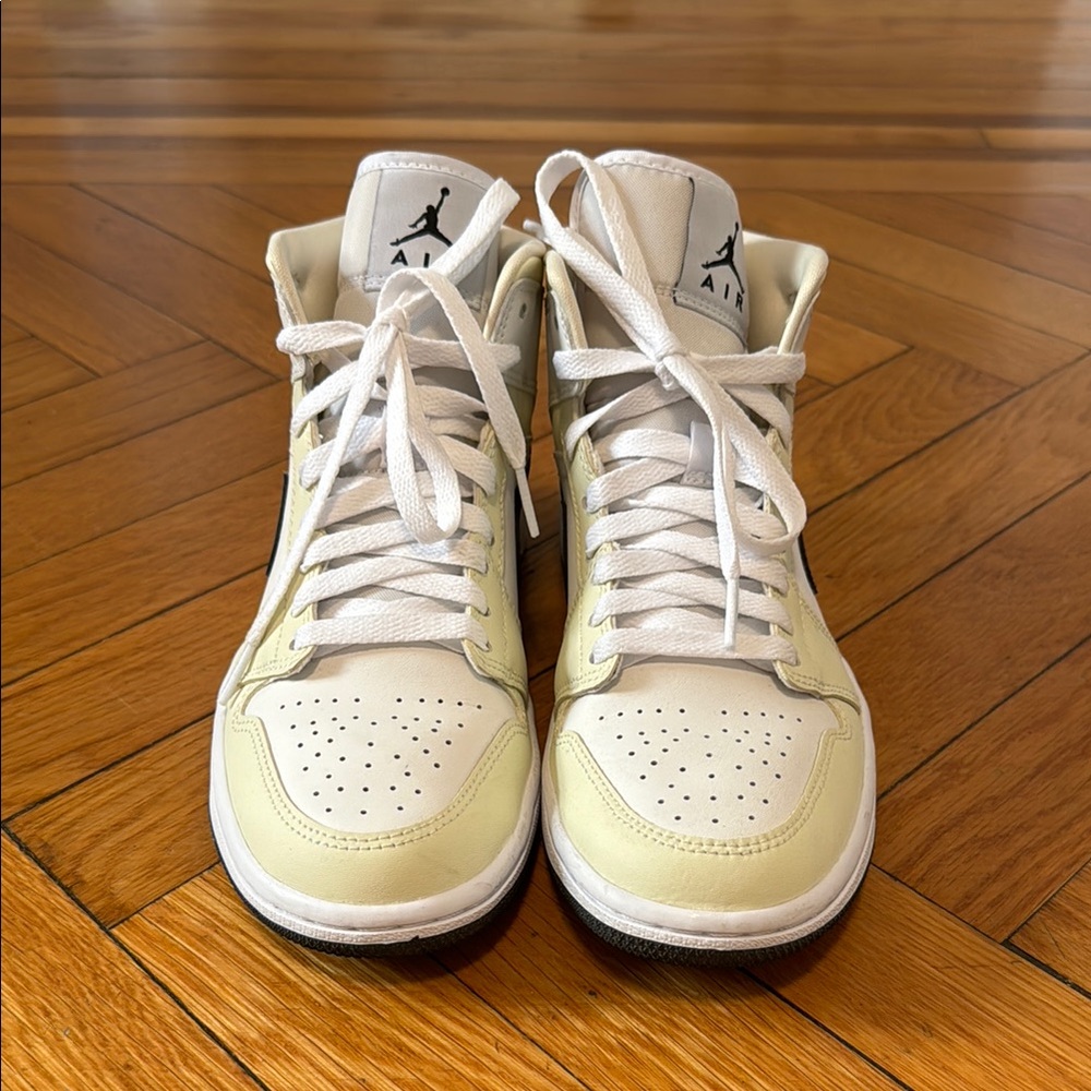 Nike Air Jordan 1 Mid Sneakers in Coconut Milk and Black
